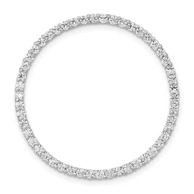 Diamond2deal 14k White Gold 1ct. Diamond Circle Chain Slide Pendant In Metallic