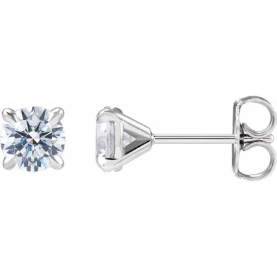 Diamond2deal 14k White Gold 1ct Lab-grown Diamond Cocktail Stud Earrings Clarity Si, Color G-h