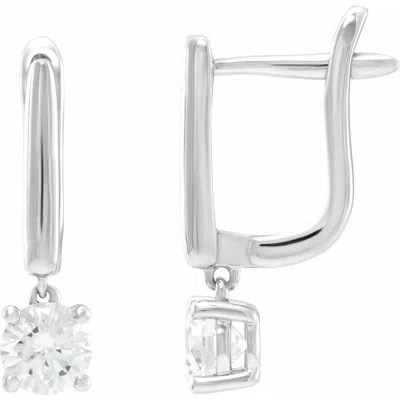Diamond2deal 14k White Gold 1ct Lab-grown Diamond Dangle Earrings Clarity Si, Color G-h