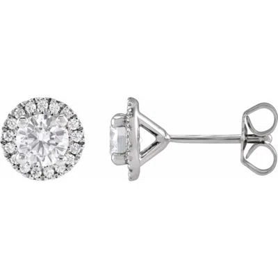 Diamond2deal 14k White Gold 1ct Lab-grown Diamond Stud Earrings Clarity Si, Color G-h