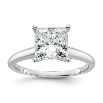 Diamond2deal 14k White Gold 2 1/2 Ct Princess Lab Grown Diamond Solitare Engagement Ring