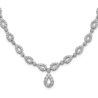 Diamond2deal 14k White Gold 2 3/4 Ct Lab Grown Diamond Teardrop Pendant Necklace 17" Clarity Vs, Color G-h