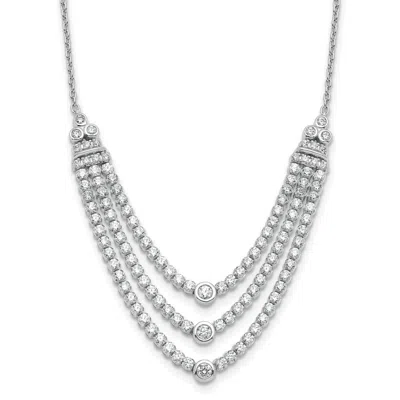 Diamond2deal 14k White Gold 2 3/4 Ct Lab Grown Diamond Triple Layer Necklace 18" Clarity Vs, Color G-h