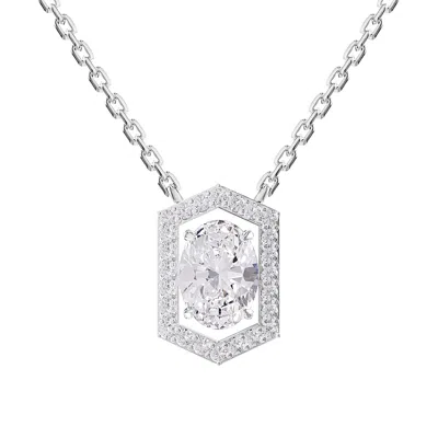 Diamond2deal 14k White Gold 2 Carat Oval Cut Lab Grown Diamond Pendant Necklace 18" In Neutral