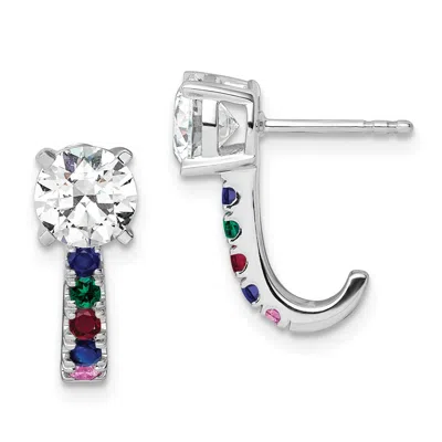 Diamond2deal 14k White Gold 2 Ct Lab Grown Diamond And Multi Gemstone Stud Earrings