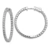 Diamond2deal 14k White Gold 2 Ct Lab Grown Diamond Patented Safety Clasp In And Out Hoop Earrings Vs Clarity, D-e In Yellow