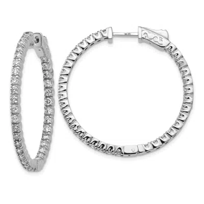 Diamond2deal 14k White Gold 2 Ct Lab Grown Diamond Patented Safety Clasp In And Out Hoop Earrings Vs Clarity, D-e In Yellow