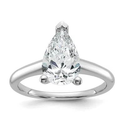 Diamond2deal 14k White Gold 2 Ct Lab Grown Diamond Pear Solitare Engagement Ring
