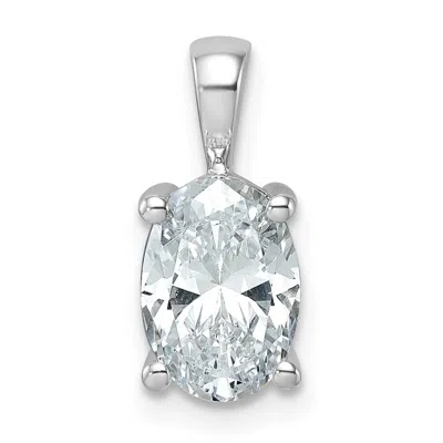 Diamond2deal 14k White Gold 2 Ct Oval Cut Lab Grown Diamond Pendant In Silver