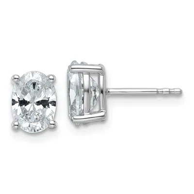 Diamond2deal 14k White Gold 2 Ct Oval Lab Grown Diamond Stud Earrings Vs Clarity, G-h Color