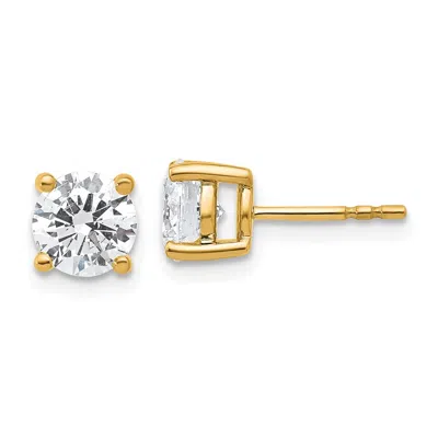 Diamond2deal 14k White Gold 2 Ct Round Lab Grown Diamond Stud Earrings Vs Clarity, G-h Color In Yellow