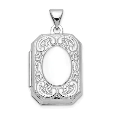 Diamond2deal 14k White Gold 20mm Book Scroll Border Locket Pendant