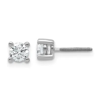 Diamond2deal 14k White Gold 2/3 Ct Round Lab Grown Diamond Stud Earrings Screw Back Vs Clarity, D-e Color In Yellow