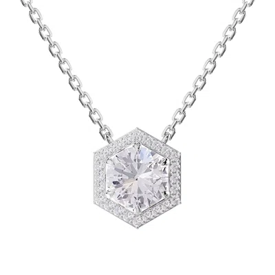 Diamond2deal 14k White Gold 2.4 Carat Round Lab Grown Diamond Pendant Necklace 18" In Metallic