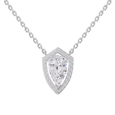 Diamond2deal 14k White Gold 2.5 Ct Pear Shape Lab Grown Diamond Pendant Necklace 18" Chain Vvs-vs, E-f In Metallic