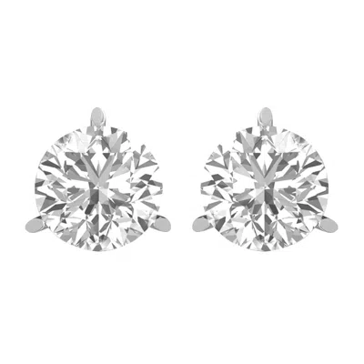 Diamond2deal 14k White Gold 2.50 Ct Round Lab Grown Diamond Solitaire Stud Earrings Color- E-f In Pink