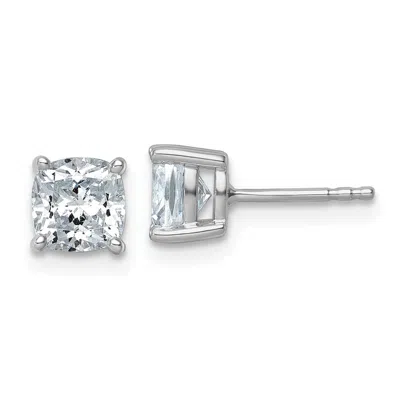 Diamond2deal 14k White Gold 2ctw Cushion Lab Grown Diamond Stud Earrings Vs Clarity, G-h Color