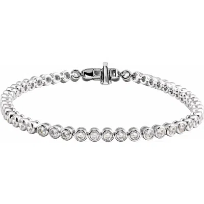 Diamond2deal 14k White Gold 3 1/2 Ctw Lab-grown Diamond Bezel-set Bracelet 7"