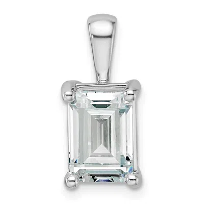 Diamond2deal 14k White Gold 3 Ct Certified Emerald Cut Lab Grown Diamond Pendant In Metallic