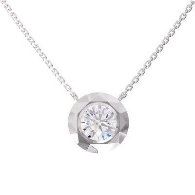Diamond2deal 14k White Gold 3 Ct Round Lab Grown Diamond Pendant Necklace 18" Chain Vvs-vs, E-f