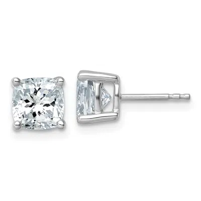 Diamond2deal 14k White Gold 3 Ctw Cushion Cut Lab Grown Diamond Stud Earrings