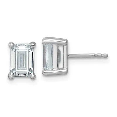 Diamond2deal 14k White Gold 3 Ctw Lab Grown Diamond Emerald Stud Earrings