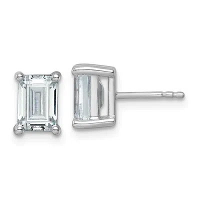Diamond2deal 14k White Gold 3 Ctw Lab Grown Diamond Emerald Stud Earrings In Metallic