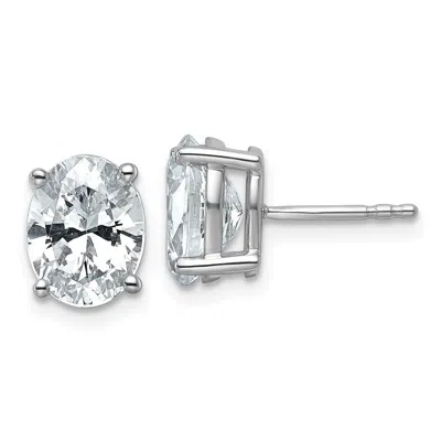 Diamond2deal 14k White Gold 3 Ctw Lab Grown Diamond Oval Stud Earrings