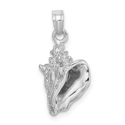 Pre-owned Diamond2deal 14k White Gold 3-d Conch Shell Charm Pendant 1.96g