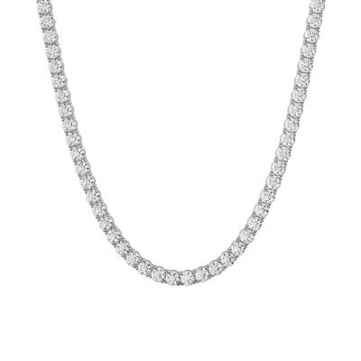 Diamond2deal 14k White Gold 30 Ct Lab Grown Diamond Light Weight Straight Line Tennis Necklace In Metallic