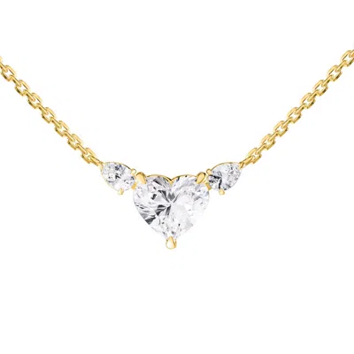 Diamond2deal 14k White Gold 3.15 Ct Heart Shape Lab Grown Diamond Heart Pendant Necklace 18" Vvs-vs