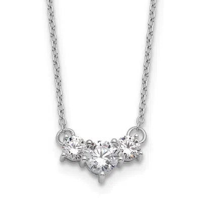 Diamond2deal 14k White Gold 3/4 Ct Lab Grown Diamond 3 Stone Pendant Necklace 18" Clarity Vs, Color G-h