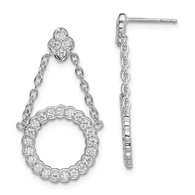 Diamond2deal 14k White Gold 3/4 Ct Lab Grown Diamond Circle Chain Drop Dangle Earrings Vs Clarity, G-h Color In Yellow