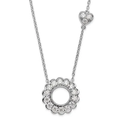 Diamond2deal 14k White Gold 3/4 Ct Lab Grown Diamond Heart And Circle Necklace 18" Clarity Vs, Color G-h