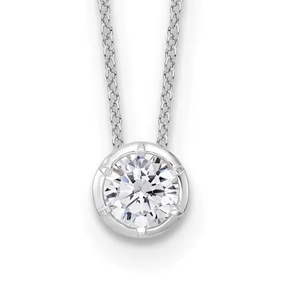 Diamond2deal 14k White Gold 3/4 Ct Lab Grown Diamond Solitaire Slide Necklace 18" Clarity Vs, Color D-e In Metallic
