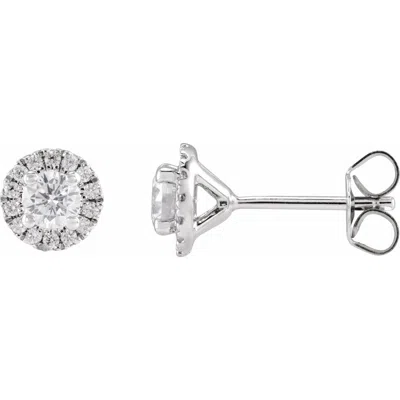 Diamond2deal 14k White Gold 3/4ct Lab-grown Diamond Stud Earrings Clarity Si, Color G-h