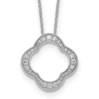 Diamond2deal 14k White Gold 3/8 Ct Lab Grown Diamond Floral Pendant Necklace 18" Clarity Vs, Color D-e