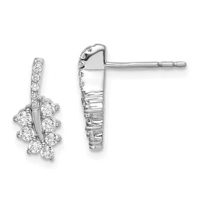 Diamond2deal 14k White Gold 3/8 Ct Lab Grown Diamond Leaf Stud Earrings Vs Clarity, G-h Color In Yellow