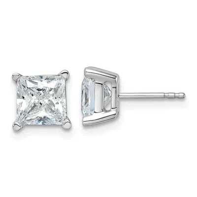 Diamond2deal 14k White Gold 4 Ct Princess Lab Grown Diamond Stud Earrings Vs Clarity, D-e Color