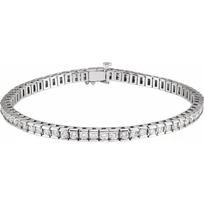 Diamond2deal 14k White Gold 4 Ctw Lab-grown Diamond Line Bracelet 7.25"