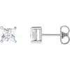 Diamond2deal 14k White Gold 4.5 Mm Square 1ct Lab-grown Diamond Earrings Clarity Si, Color G-h In White