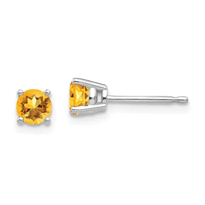 Diamond2deal 14k White Gold 4mm Citrine Earrings