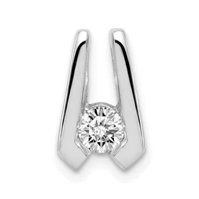Diamond2deal 14k White Gold 4mm Diamond Slide Pendant In Metallic