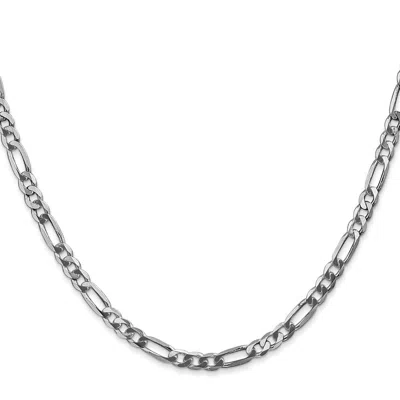 Diamond2deal 14k White Gold 4mm Flat Figaro Chain Necklace In Gray