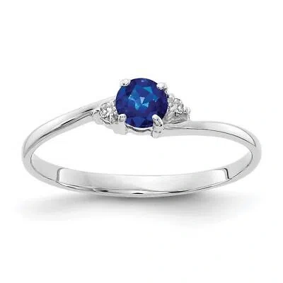 Pre-owned Diamond2deal 14k White Gold 4mm Sapphire Diamond Ring Size 6 For Women 0.99g