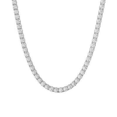 Diamond2deal 14k White Gold 5 Ct Lab Grown Diamond Light Weight Straight Line Tennis Necklace (4pron In Metallic