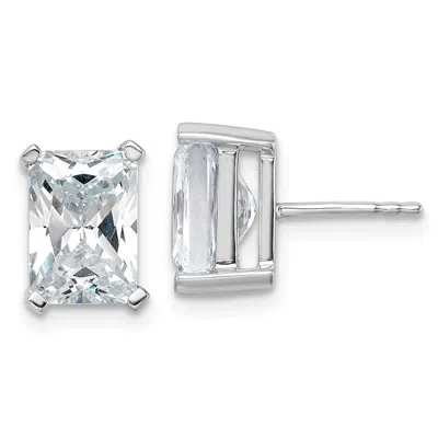 Diamond2deal 14k White Gold 5 Ctw Radiant Cut Lab Grown Diamond Stud Earrings