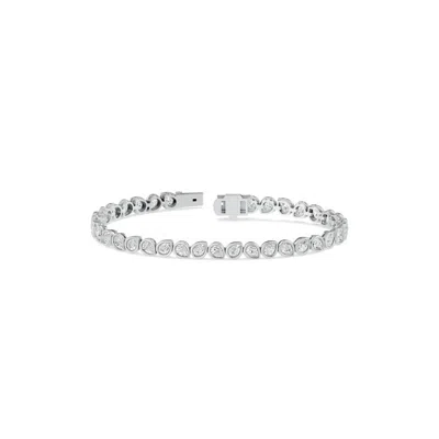 Diamond2deal 14k White Gold 5.4 Ct Pear Lab Grown Diamond Tennis Bracelet 7" Vs1 In Metallic