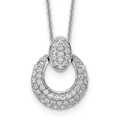 Diamond2deal 14k White Gold 5/8 Ct Lab Grown Diamond Fancy Circle Necklace 18" Clarity Vs, Color D-e
