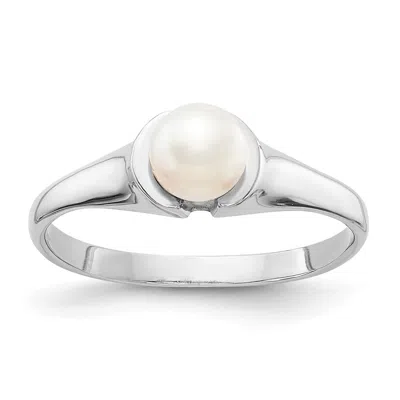 Diamond2deal 14k White Gold 5mm Fw Cultured Pearl Ring In Orange